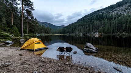 Serene landscape calm water lush green hills and tranquil boat
