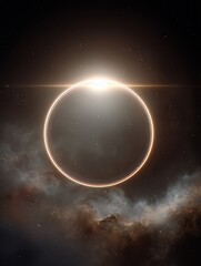 Minimalist Distant Ringed Planet in Space with Subtle Starfield