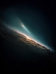 Obraz premium Dreamy Comet Crossing a Quiet Galaxy: A Minimalist and Serene Cosmic Scene