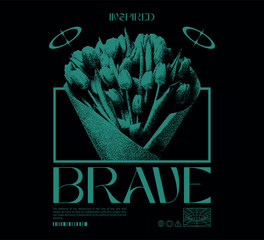 Vector illustration of roses with slogan artwork, retro and modern, streetwear graphic design for t-shirt print design template.