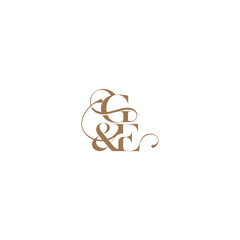 bold serif initial calligraphy wedding concept monogram letter elegant and luxury concept GE