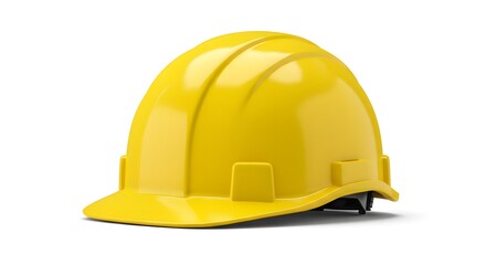 Fototapeta premium A yellow plastic hard hat, essential safety equipment for construction and industrial work, offers head protection