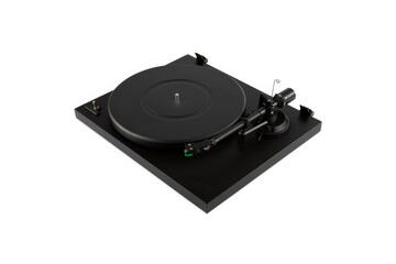 Fototapeta premium black modern turntable isolated on white background