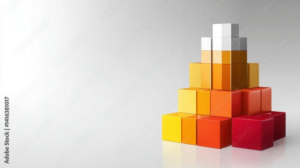 Poster stack of colorful boxes portraying a bar chart icon in the context of data-driven decisions and busi