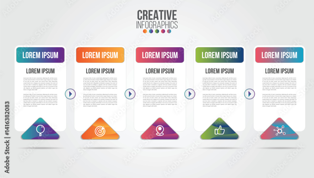 Poster business infographic design template with icons and 5 numbers options or steps. can be used for proc