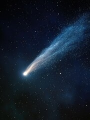 Obraz premium Dreamy Comet Crossing a Quiet Galaxy: A Minimalist and Serene Cosmic Scene