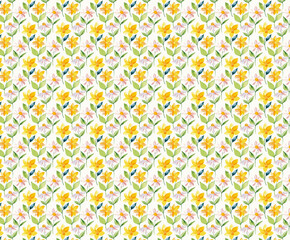 Abstract Colorful Orange Yellow Green Watercolor Floral Seamless Pattern Background
 