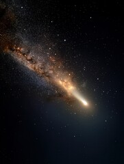 Dreamy Comet Crossing a Quiet Galaxy: A Minimalist and Serene Cosmic Scene