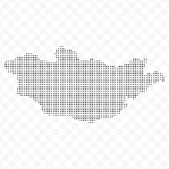 Vector Illustration of Dotted Map of Mongolia in black on Transparent Background (PNG). Dotted black map template for website pattern, annual report, infographics.