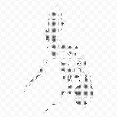 Vector Illustration of Dotted Map of Philippines in black on Transparent Background (PNG). Dotted black map template for website pattern, annual report, infographics.