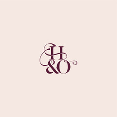bold serif initial calligraphy wedding concept monogram letter elegant and luxury concept HO