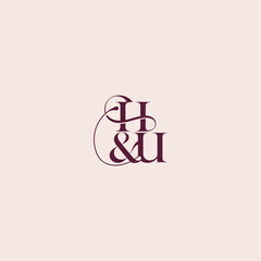 bold serif initial calligraphy wedding concept monogram letter elegant and luxury concept HU
