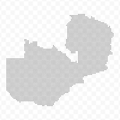 Vector Illustration of Dotted Map of Zambia in black on Transparent Background (PNG). Dotted black map template for website pattern, annual report, infographics.