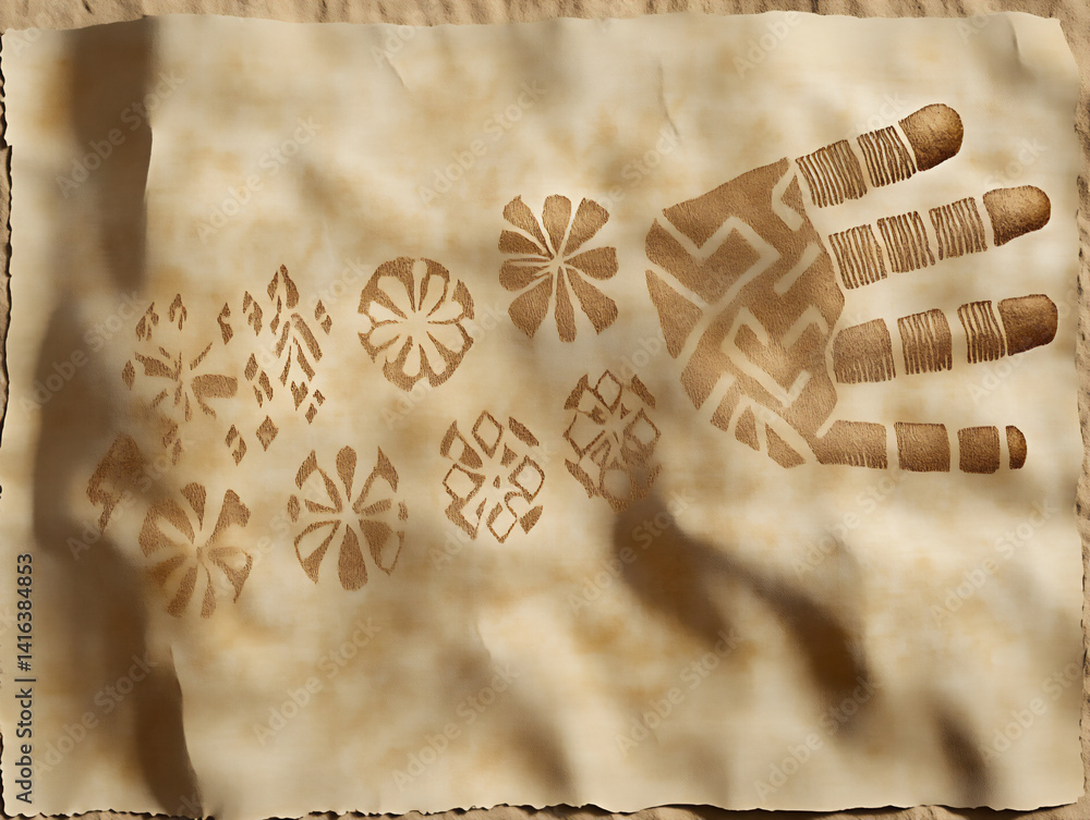 Poster stylized nazca lines with peruvian patterns