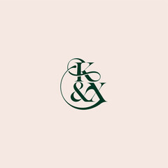 bold serif initial calligraphy wedding concept monogram letter elegant and luxury concept KX