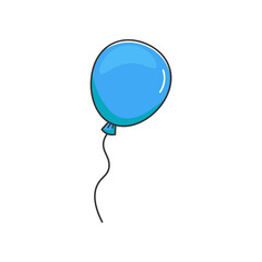 Vector single clipart balloon in blue color in doodle style. Perfect for kids’ decor, travel-themed designs, invitations, stickers, and scrapbooking. Isolated on white background.