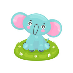  Elephant cartoon illustration in color. Vector stock image isolated on white background. Hand drawn cute illustration. Graphic design vector illustration