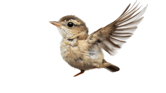 Sprightly Sparrow in Mid-Flight: Witness the dynamic energy of a tiny sparrow, caught mid-air with wings spread in an active and vibrant display of freedom. capturing the bird in full flight 