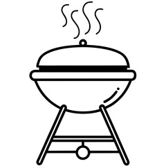 Line art vector silhouette of a barbecue grill,