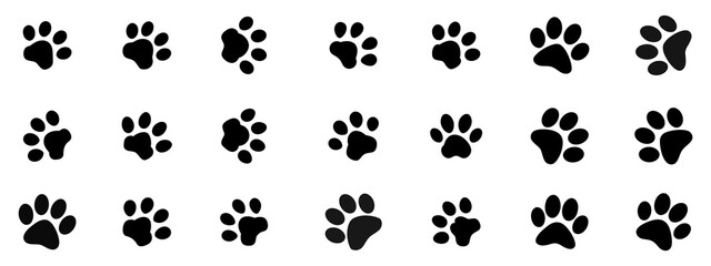Fototapeta premium Black Silhouette with Animal Paw Prints Pattern in Minimalist Design