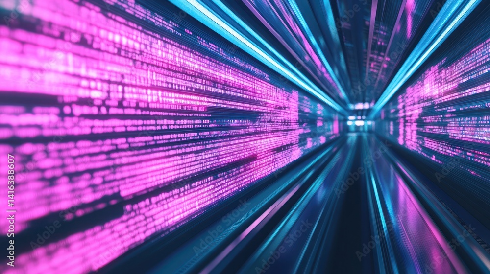 Poster digital code tunnel in motion