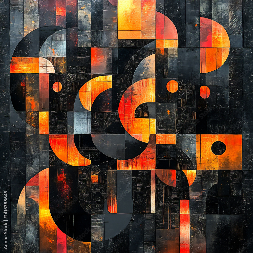 Poster fragmented dynamic abstract peruvian design