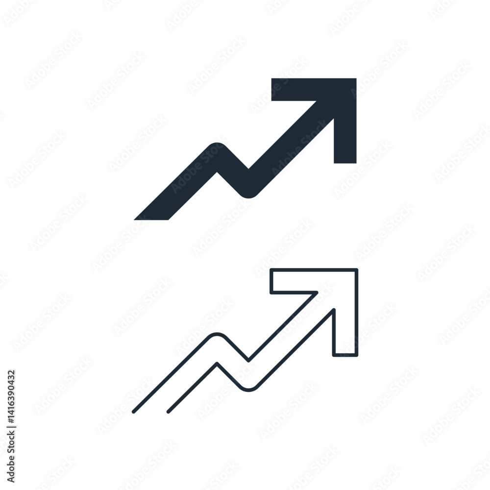 Poster set of upward movement arrows. up. direction, trend.vector linear icon isolated on white background.