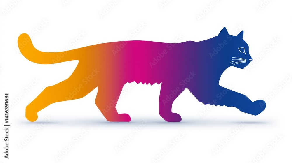 Poster vibrant gradient feline silhouette motion graphic element for digital design projects captivating co