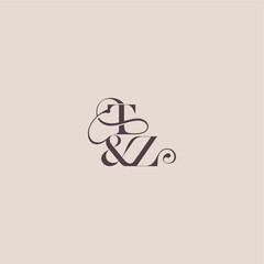 elegant and luxury concept TZ wedding concept monogram letter bold serif initial calligraphy