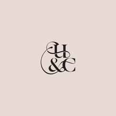 elegant and luxury concept UC wedding concept monogram letter bold serif initial calligraphy