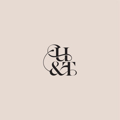 elegant and luxury concept UT wedding concept monogram letter bold serif initial calligraphy