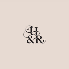 elegant and luxury concept UR wedding concept monogram letter bold serif initial calligraphy