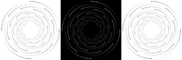 Halftone gradient. Dotted gradient, smooth dots spraying and halftones dot background seamless horizontal geometric pattern vector template set.