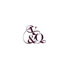 Obraz premium elegant and luxury concept VQ wedding concept monogram letter bold serif initial calligraphy