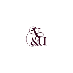 elegant and luxury concept VU wedding concept monogram letter bold serif initial calligraphy