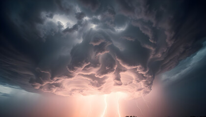 large cloud with a lightning bolt coming out of it