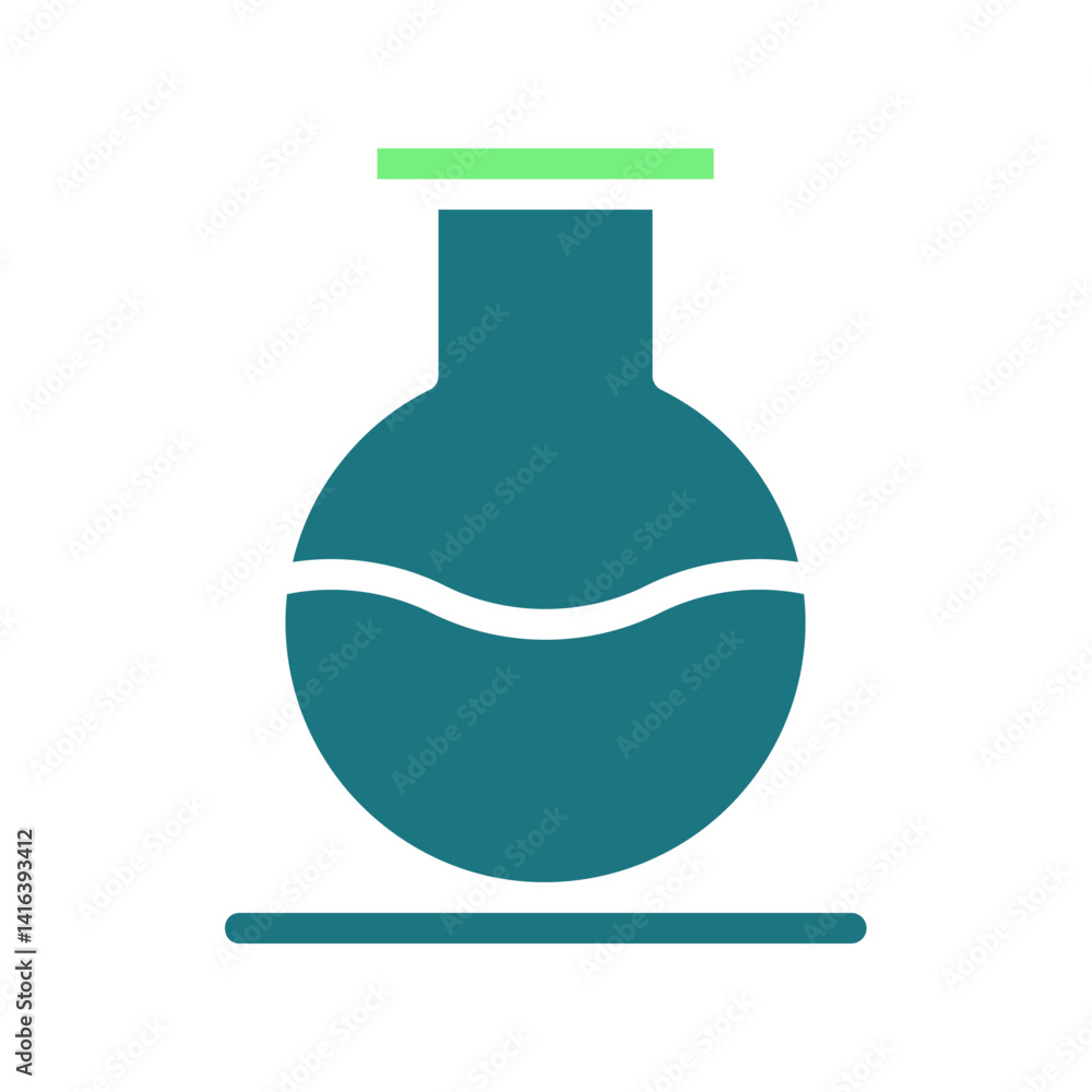 Poster stylized laboratory flask on a simple backdrop