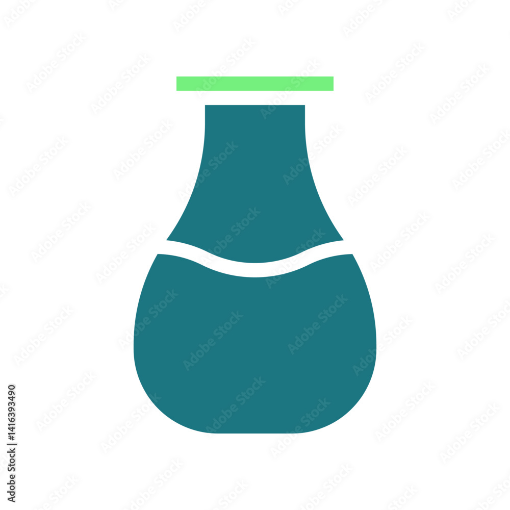 Poster teal flask with green lid science experimentation