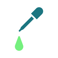 Dropper Dispensing Colorful Liquid, Minimalist Icon