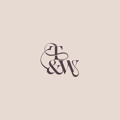 elegant and luxury concept TW wedding concept monogram letter bold serif initial calligraphy