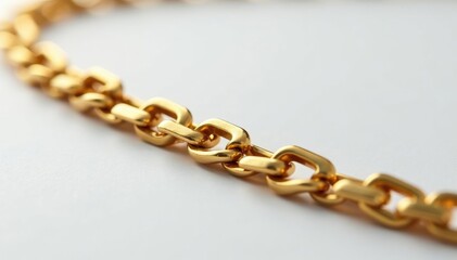 Fototapeta premium Close-up shot of a single gold hip-hop chain on white background, isolated, shiny, studio shot