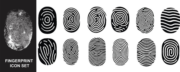 Collection of 12 fingerprints icon.