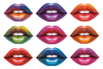 Obraz premium set of female lips. colorful lips, great collection on white background.