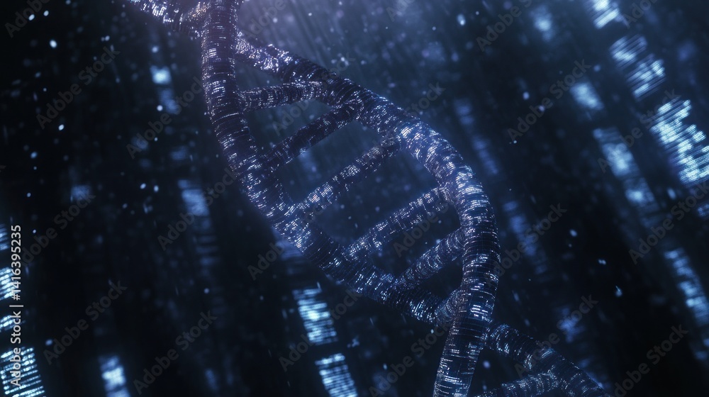 Poster dna helix in digital data matrix