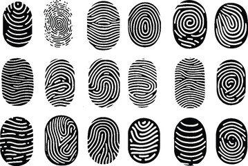 Set fingerprint scanning icon sign. Fingerprints icon set vector isolated. Fingerprints icon set vector isolated