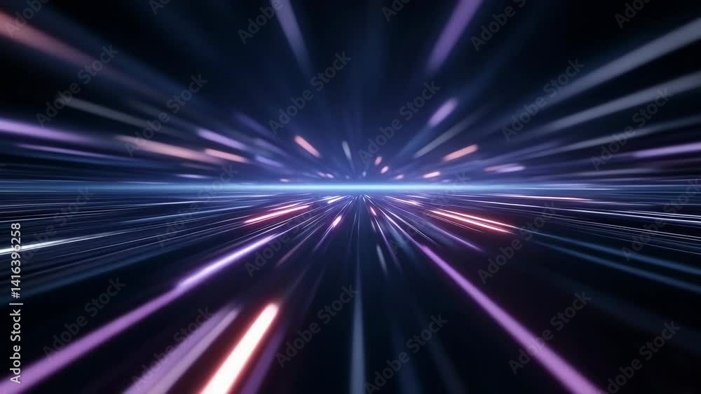 Poster glowing motion rays in a vibrant abstract background