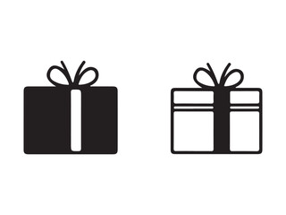 Simple black and white gift box icons for graphic design.