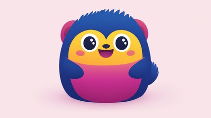 Obraz premium Whimsical pixelated critter featuring bright color gradients big expressive eyes endearing smile perfect for children's illustrations and games