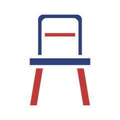 Stylized Chair Graphic in Blue and Red Tones