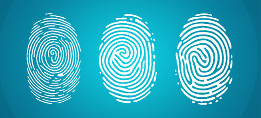 Three white fingerprint set. vector illustration.